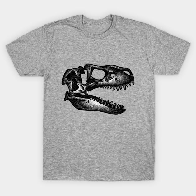 T-Rex Dinosaur Skull T-Shirt by melaniepetersonart